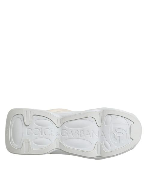 Dolce & Gabbana White Lace Up Wave Low Top Men Sneaker Shoes